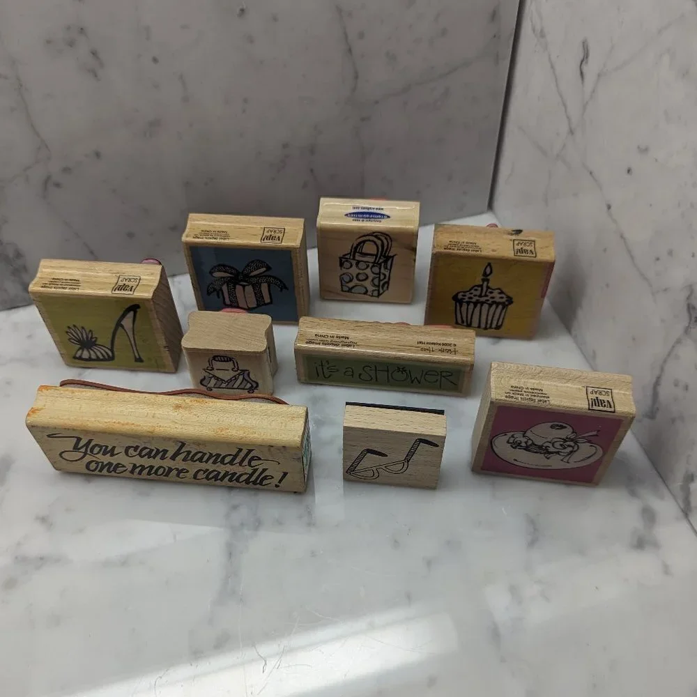 Bundle of 9 Rubber Stamps Mixed Brands Crafts Scrapbooking
